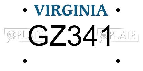 GZ341 Virginia License Plate