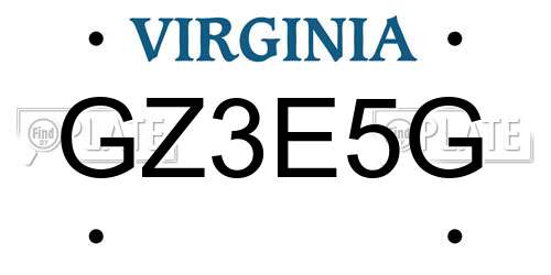 GZ3E5G Virginia License Plate