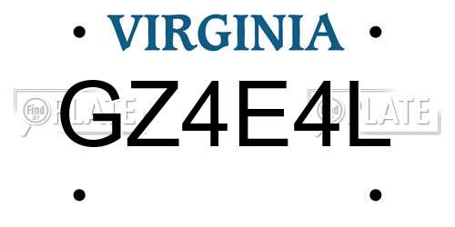 GZ4E4L Virginia License Plate
