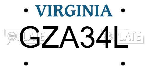 GZA34L Virginia License Plate
