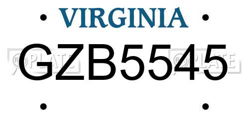 GZB5545 Virginia License Plate