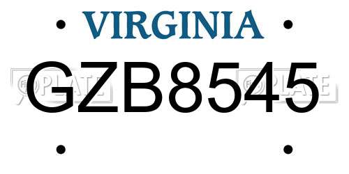 GZB8545 Virginia License Plate