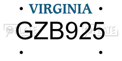 GZB925 Virginia License Plate