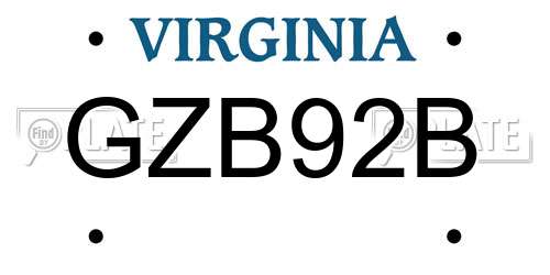 GZB92B Virginia License Plate