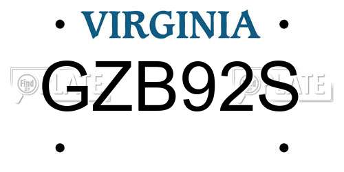 GZB92S Virginia License Plate