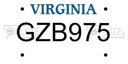 GZB975 Virginia License Plate