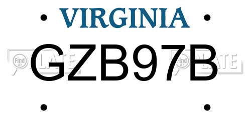 GZB97B Virginia License Plate