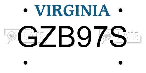 GZB97S Virginia License Plate
