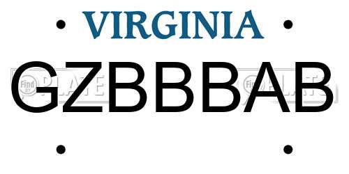 GZBBBAB Virginia License Plate