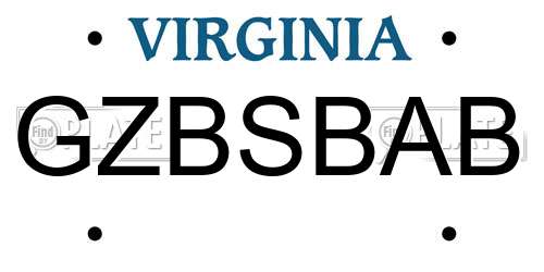 GZBSBAB Virginia License Plate
