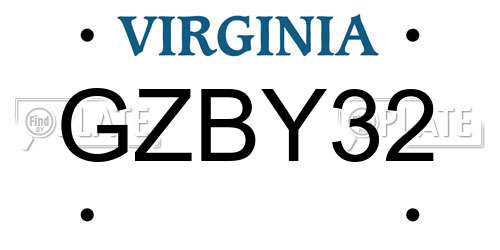 GZBY32 Virginia License Plate