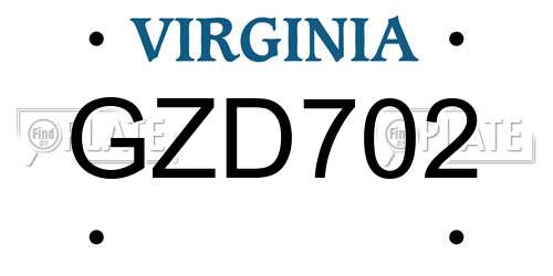 GZD702 Virginia License Plate