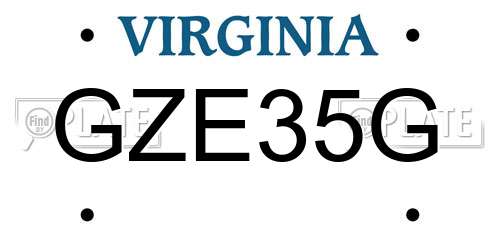 GZE35G Virginia License Plate