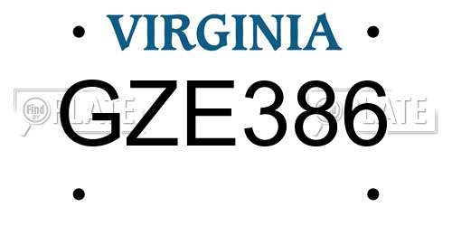 GZE386 Virginia License Plate