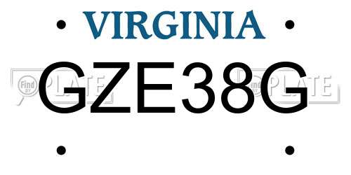 GZE38G Virginia License Plate