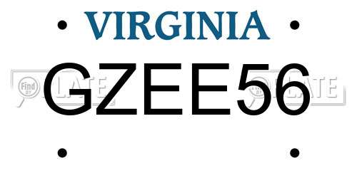 GZEE56 Virginia License Plate