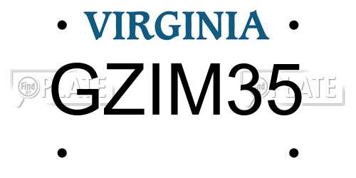 GZIM35 Virginia License Plate