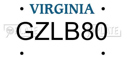 GZLB80 Virginia License Plate