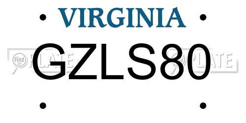 GZLS80 Virginia License Plate