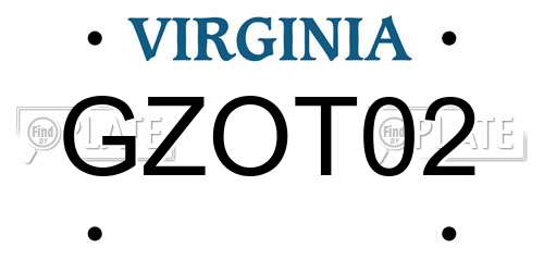 GZOT02 Virginia License Plate