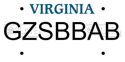 GZSBBAB Virginia License Plate
