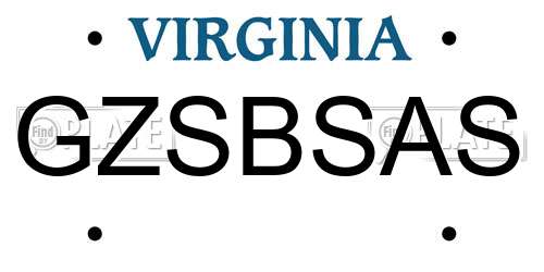 GZSBSAS Virginia License Plate