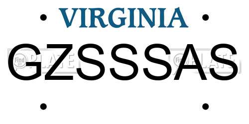 GZSSSAS Virginia License Plate