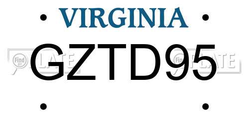 GZTD95 Virginia License Plate