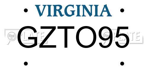 GZTO95 Virginia License Plate