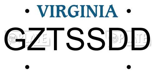 GZTSSDD Virginia License Plate