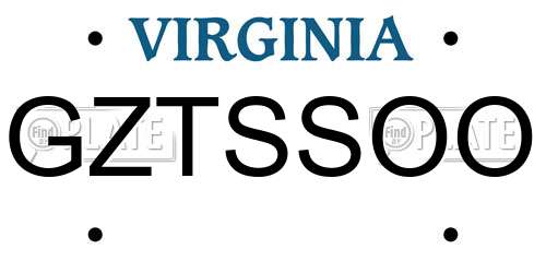 GZTSSOO Virginia License Plate