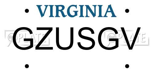 GZUSGV Virginia License Plate