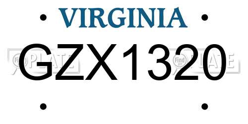 GZX1320 Virginia License Plate