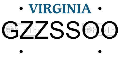 GZZSSOO Virginia License Plate