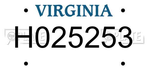 H025253 Virginia License Plate