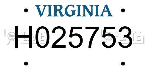H025753 Virginia License Plate