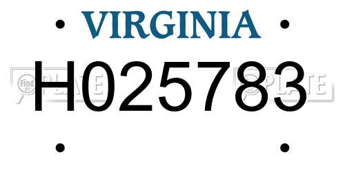 H025783 Virginia License Plate