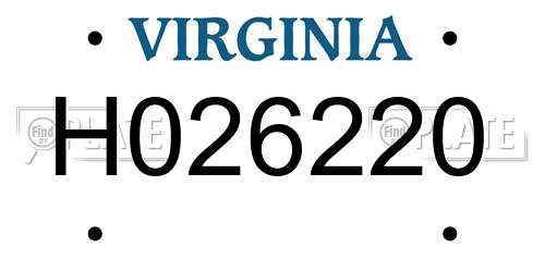 H026220 Virginia License Plate