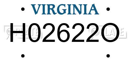 H02622O Virginia License Plate