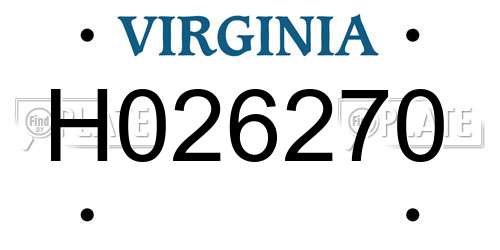 H026270 Virginia License Plate