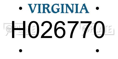 H026770 Virginia License Plate
