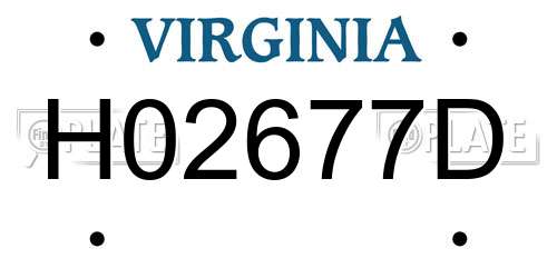 H02677D Virginia License Plate