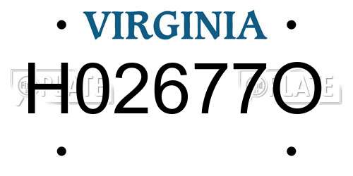 H02677O Virginia License Plate