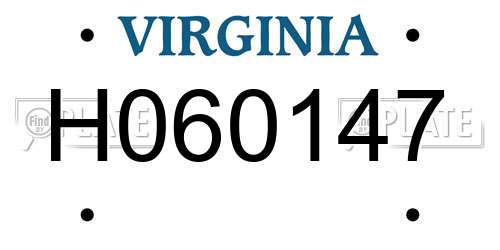 H060147 Virginia License Plate