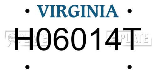 H06014T Virginia License Plate