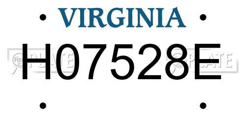 H07528E Virginia License Plate