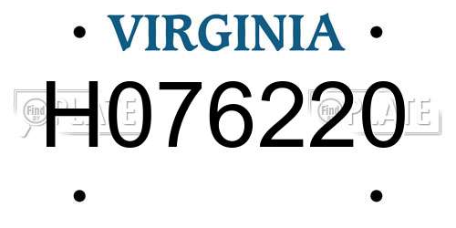 H076220 Virginia License Plate