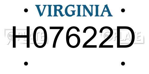 H07622D Virginia License Plate