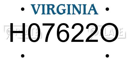 H07622O Virginia License Plate