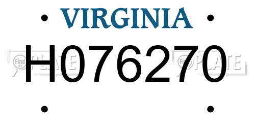 H076270 Virginia License Plate